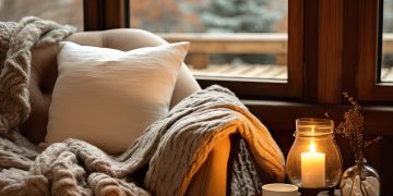sala com sofá confortável no inverno