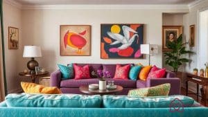 How to bold hues: colorful living room