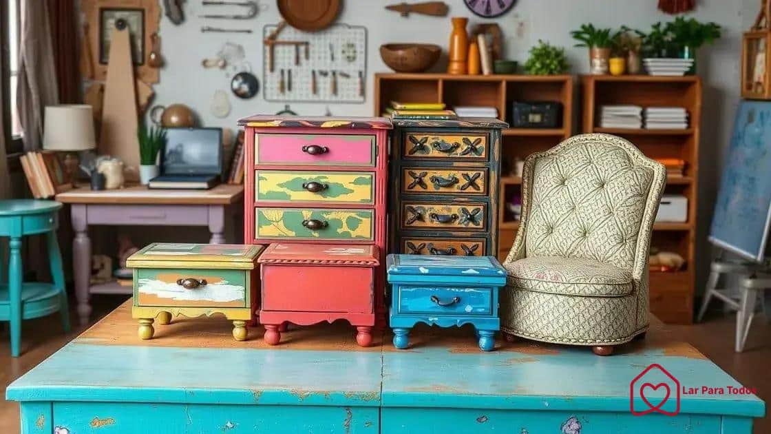 Técnicas populares de renovação de móveis com técnicas DIY.